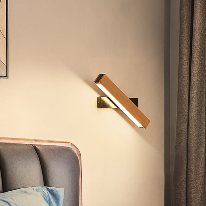 Minimalist Rectangular Wood Plastic LED Wall Sconce Lamp