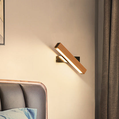 Minimalist Rectangular Wood Plastic LED Wall Sconce Lamp