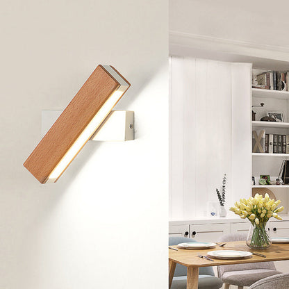 Minimalist Rectangular Wood Plastic LED Wall Sconce Lamp