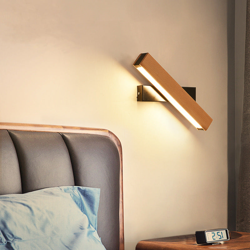Minimalist Rectangular Wood Plastic LED Wall Sconce Lamp