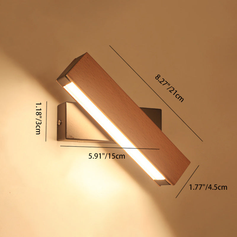 Minimalist Rectangular Wood Plastic LED Wall Sconce Lamp