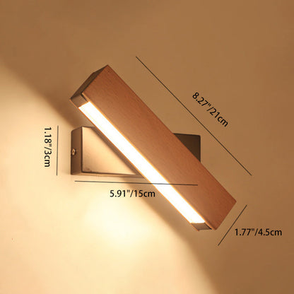 Minimalist Rectangular Wood Plastic LED Wall Sconce Lamp