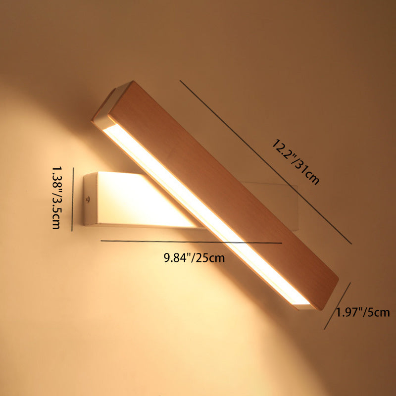 Minimalist Rectangular Wood Plastic LED Wall Sconce Lamp