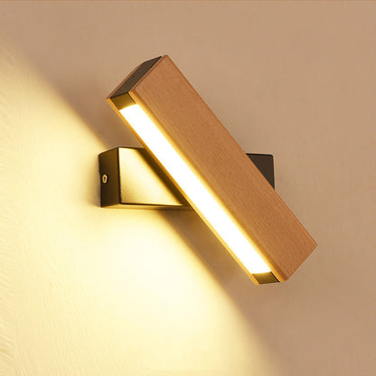 Minimalist Rectangular Wood Plastic LED Wall Sconce Lamp