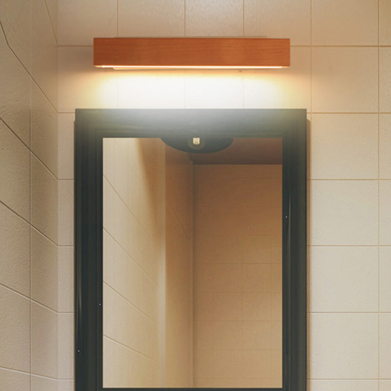 Minimalist Rectangular Wood Plastic LED Wall Sconce Lamp