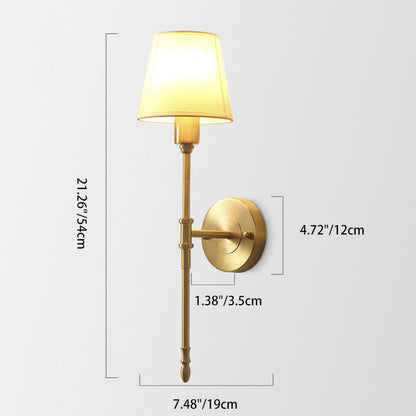 Luxury Drum Copper Fabric 1/2-Light Wall Sconce Lamp