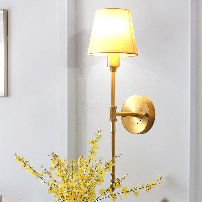 Luxury Drum Copper Fabric 1/2-Light Wall Sconce Lamp