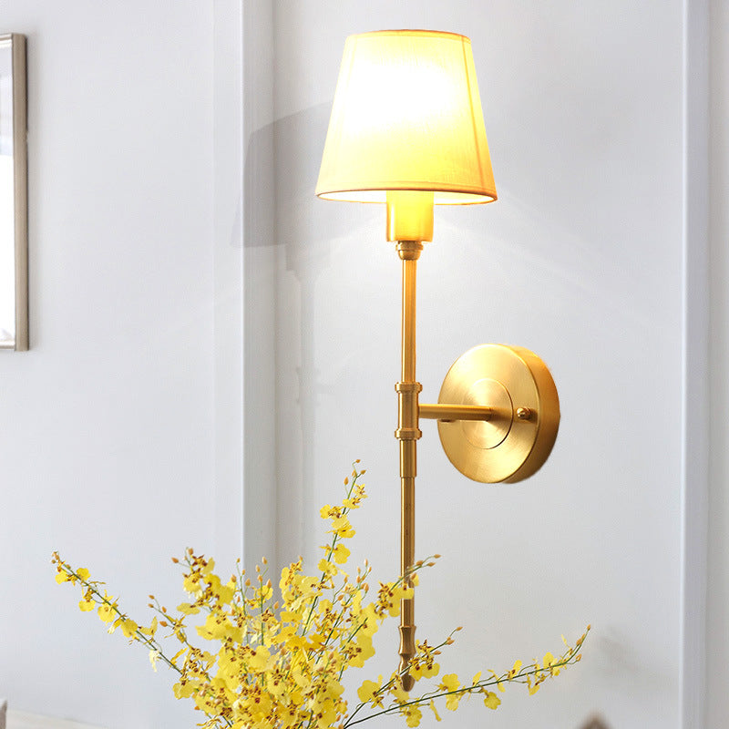 Luxury Drum Copper Fabric 1/2-Light Wall Sconce Lamp