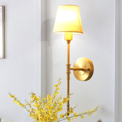 Luxury Drum Copper Fabric 1/2-Light Wall Sconce Lamp