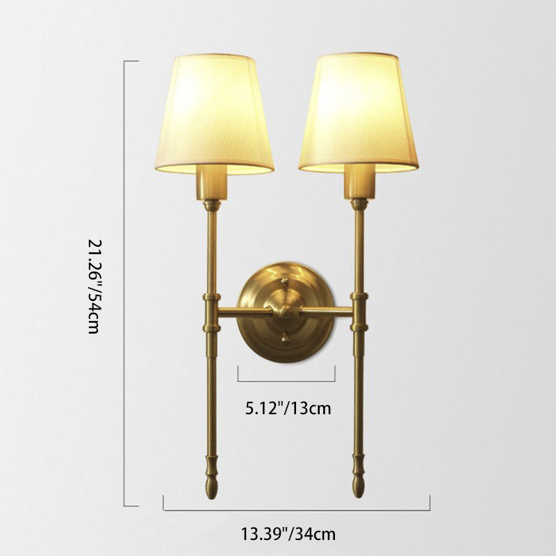 Luxury Drum Copper Fabric 1/2-Light Wall Sconce Lamp