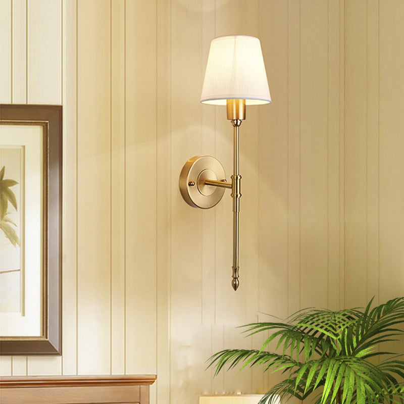 Luxury Drum Copper Fabric 1/2-Light Wall Sconce Lamp