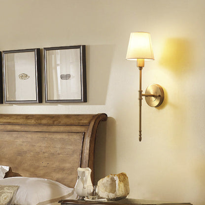 Luxury Drum Copper Fabric 1/2-Light Wall Sconce Lamp