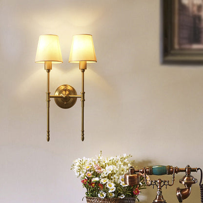 Luxury Drum Copper Fabric 1/2-Light Wall Sconce Lamp
