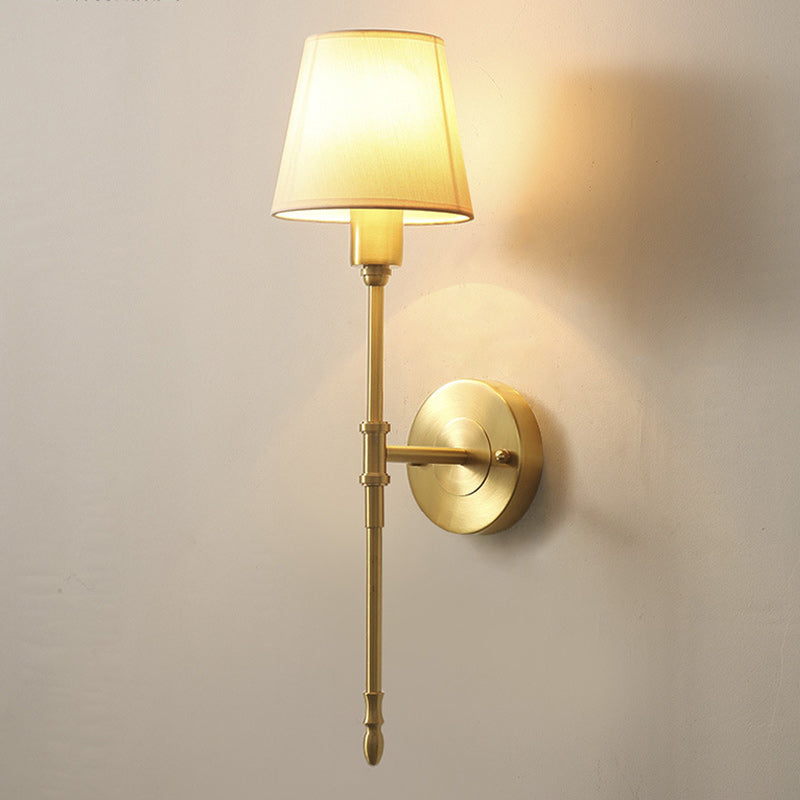 Luxury Drum Copper Fabric 1/2-Light Wall Sconce Lamp