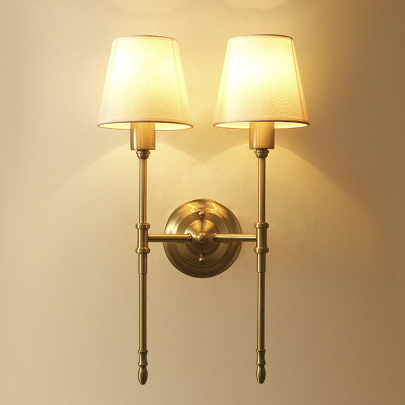 Luxury Drum Copper Fabric 1/2-Light Wall Sconce Lamp