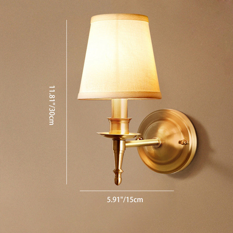 Traditional Drum Copper Fabric 1/2-Light Wall Sconce Lamp