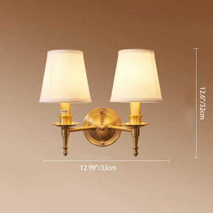 Traditional Drum Copper Fabric 1/2-Light Wall Sconce Lamp