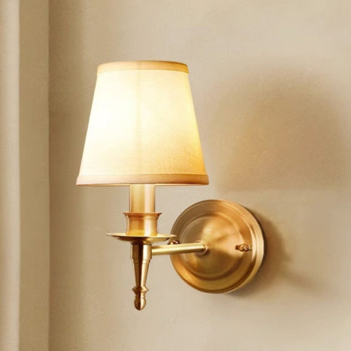 Traditional Drum Copper Fabric 1/2-Light Wall Sconce Lamp