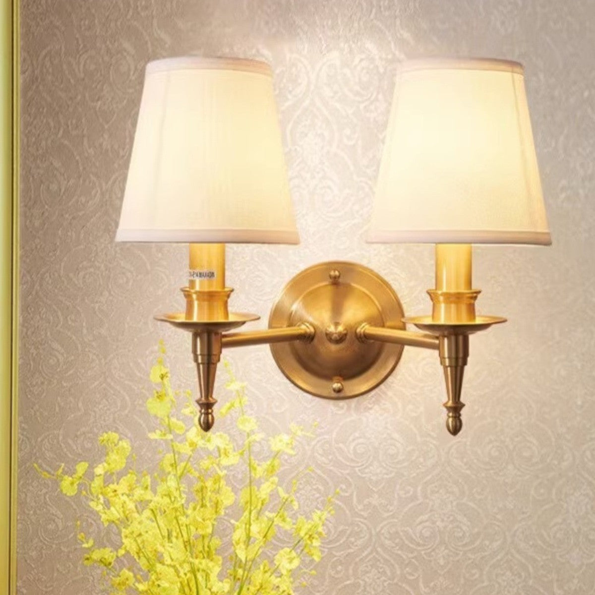 Traditional Drum Copper Fabric 1/2-Light Wall Sconce Lamp