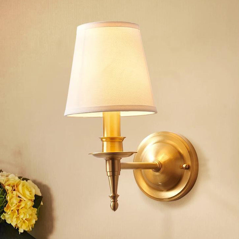 Traditional Drum Copper Fabric 1/2-Light Wall Sconce Lamp