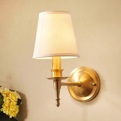 Traditional Drum Copper Fabric 1/2-Light Wall Sconce Lamp