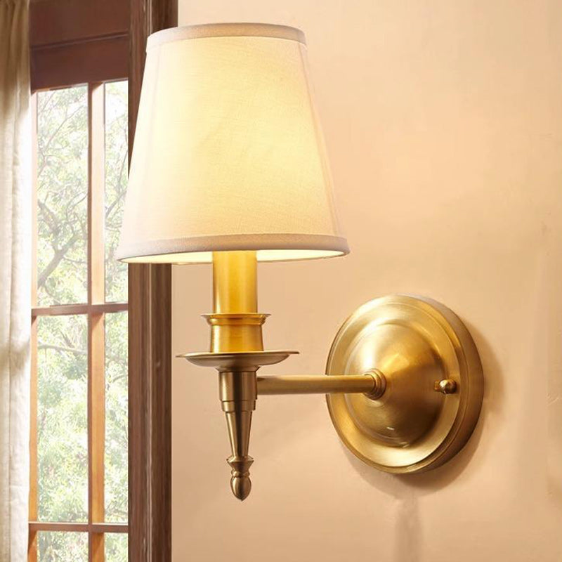 Traditional Drum Copper Fabric 1/2-Light Wall Sconce Lamp