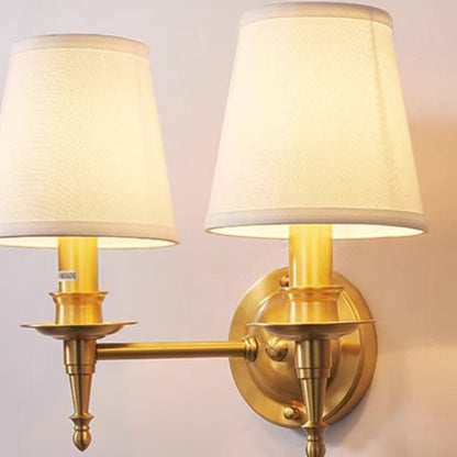 Traditional Drum Copper Fabric 1/2-Light Wall Sconce Lamp