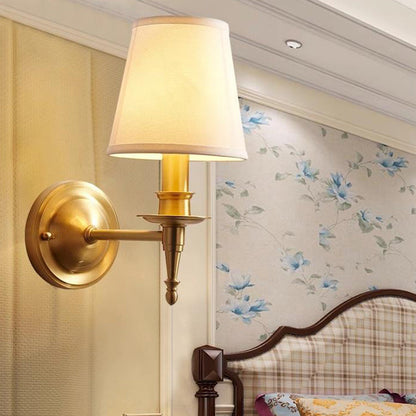 Traditional Drum Copper Fabric 1/2-Light Wall Sconce Lamp