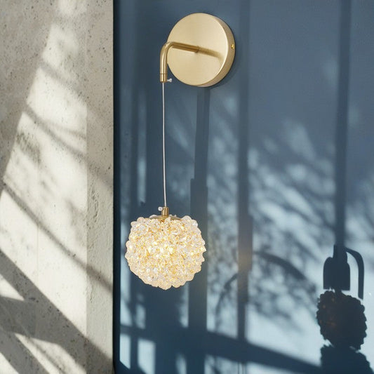 Luxury Globe Iron Crystal 1-Light Wall Sconce Lamp
