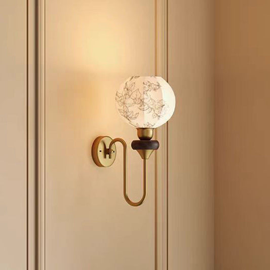 French Oval Iron Wood Fabric 1-Light Wall Sconce Lamp