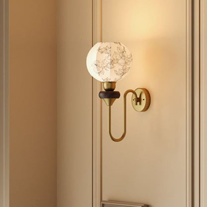 French Oval Iron Wood Fabric 1-Light Wall Sconce Lamp