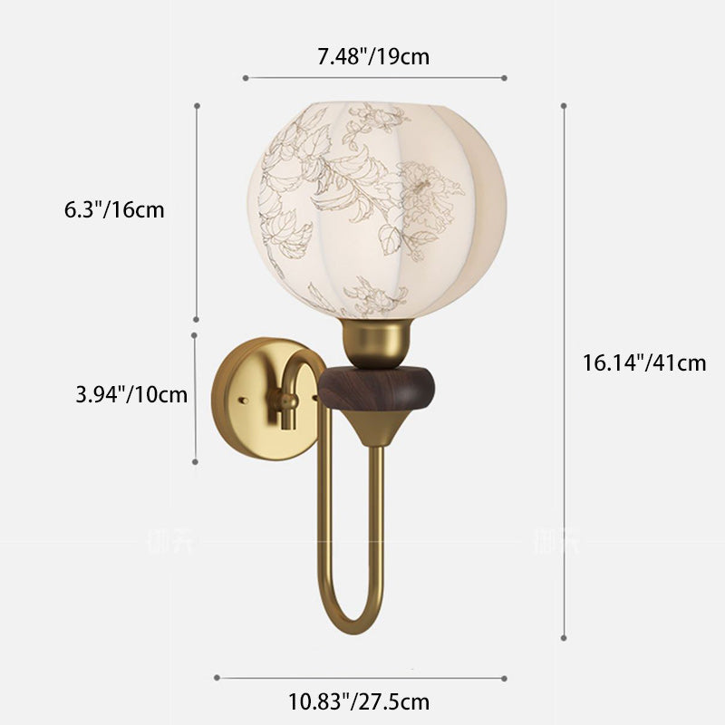 French Oval Iron Wood Fabric 1-Light Wall Sconce Lamp