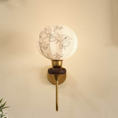 French Oval Iron Wood Fabric 1-Light Wall Sconce Lamp