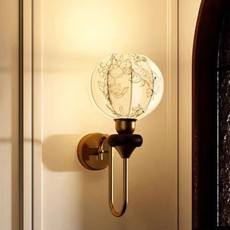 French Oval Iron Wood Fabric 1-Light Wall Sconce Lamp