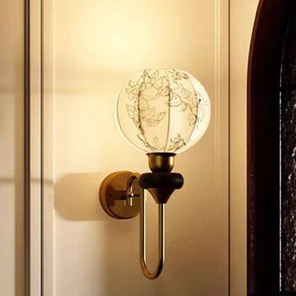 French Oval Iron Wood Fabric 1-Light Wall Sconce Lamp