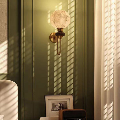 French Oval Iron Wood Fabric 1-Light Wall Sconce Lamp