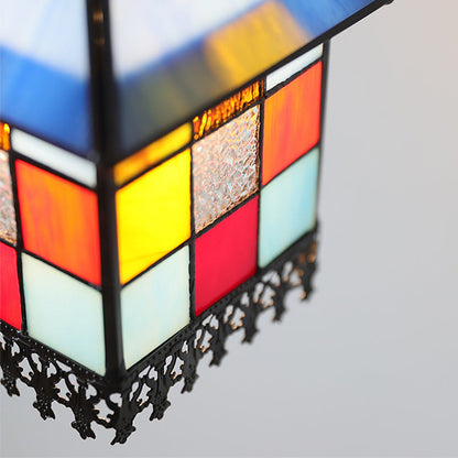 Japanese Rectangular Copper Glass 1-Light Wall Sconce Lamp
