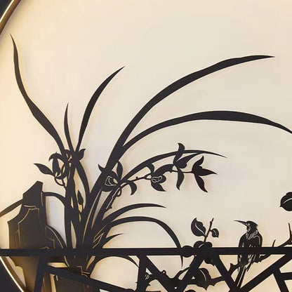 Traditional Chinese Round Iron Acrylic LED Wall Sconce Lamp