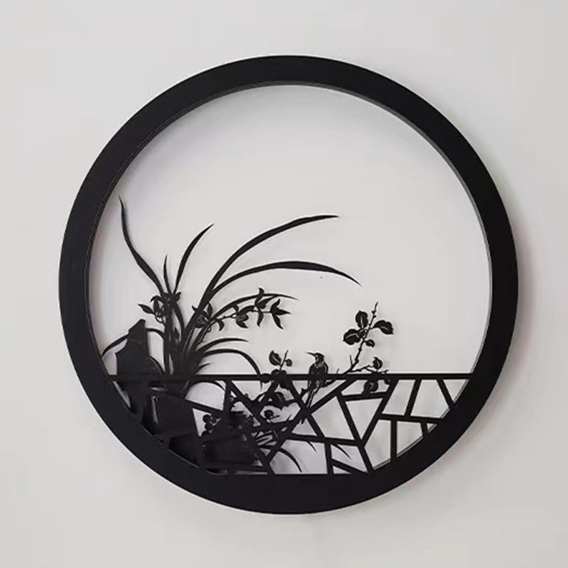 Traditional Chinese Round Iron Acrylic LED Wall Sconce Lamp