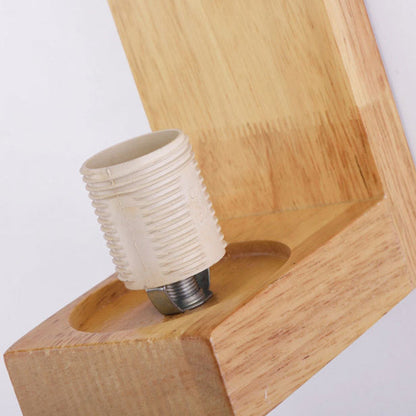 Nordic Rectangular Wood Glass 1-Light Wall Sconce Lamp