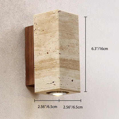 Japanese Column Wood Stone 1-Light Wall Sconce Lamp