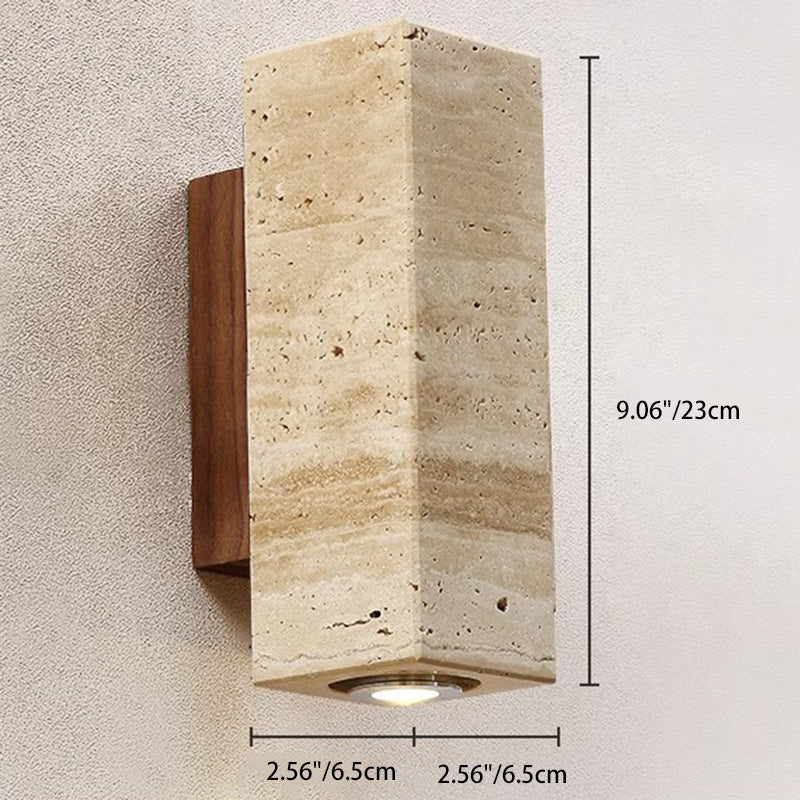 Japanese Column Wood Stone 1-Light Wall Sconce Lamp