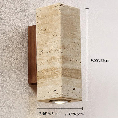 Japanese Column Wood Stone 1-Light Wall Sconce Lamp