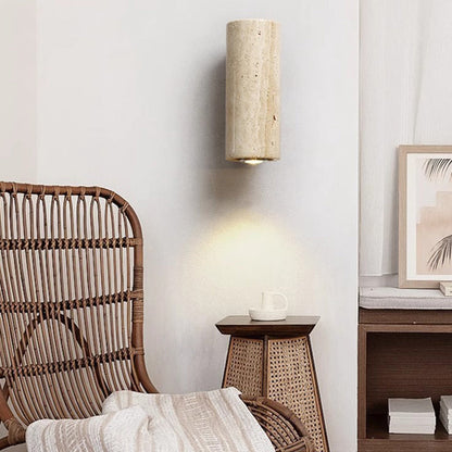 Japanese Column Wood Stone 1-Light Wall Sconce Lamp