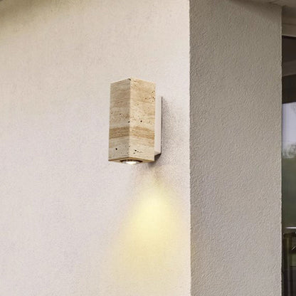 Japanese Column Wood Stone 1-Light Wall Sconce Lamp
