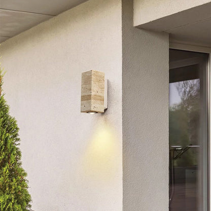 Japanese Column Wood Stone 1-Light Wall Sconce Lamp