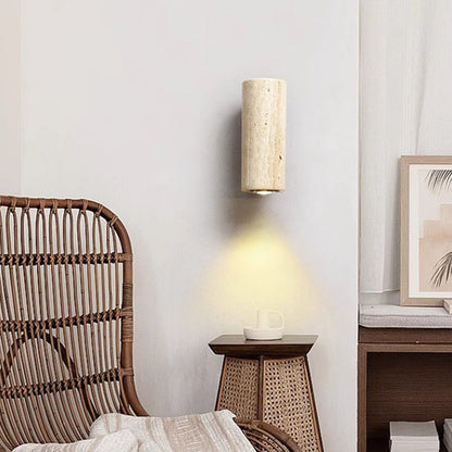 Japanese Column Wood Stone 1-Light Wall Sconce Lamp