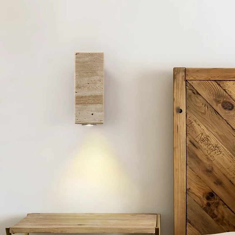 Japanese Column Wood Stone 1-Light Wall Sconce Lamp