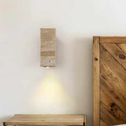 Japanese Column Wood Stone 1-Light Wall Sconce Lamp