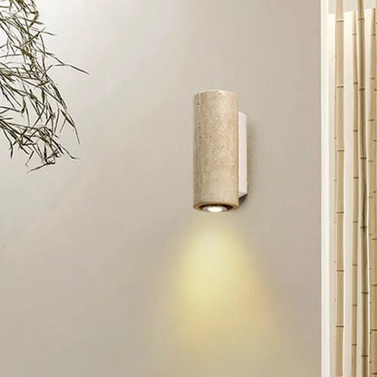 Japanese Column Wood Stone 1-Light Wall Sconce Lamp